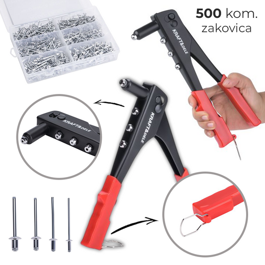 Set od 500 ručnih zakovica 2,4 - 4,8 mm + zakivač