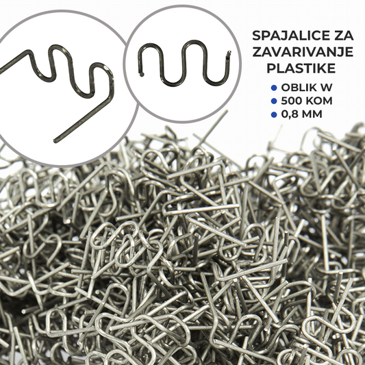 Spajalice za zavarivanje plastike – oblik W / 500 kom / 0,8 mm