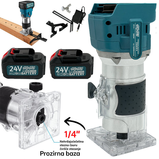 Aku glodalica drva 24 V s dvije Li-Ion baterije