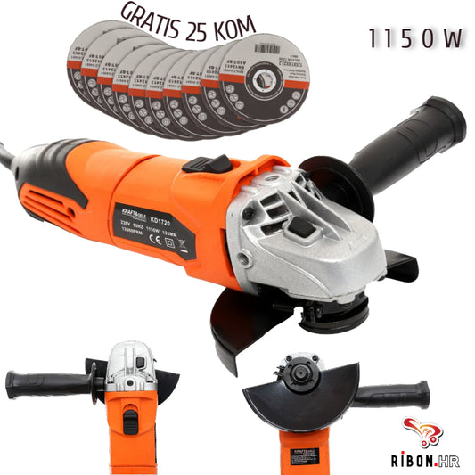 Kutna brusilica 125mm ,1150W + 25 kom rezna ploča