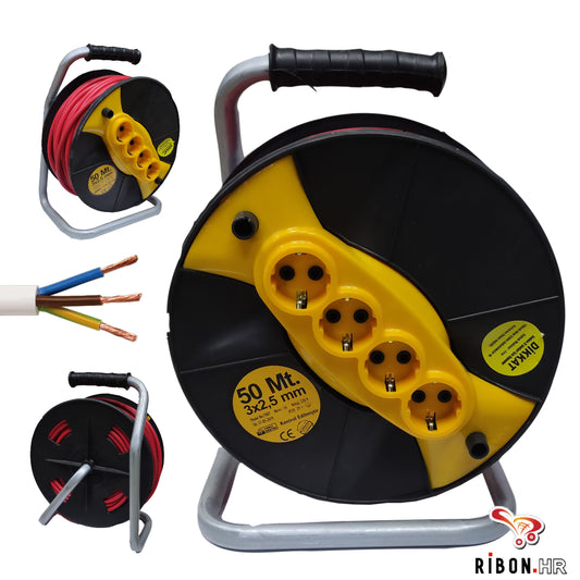 DIKKAT produžni kabel 50m na motalici 3×2,5 mm2