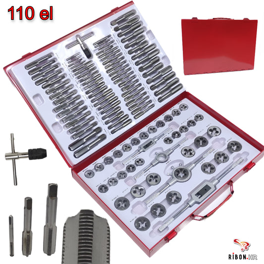 Set nareznica i ureznica za narezivanje navoja od 110 dijelova