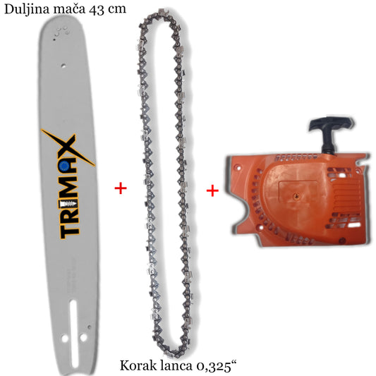 Set Vodilica + Lanac + sustav palenje Za Motorku 43 cm