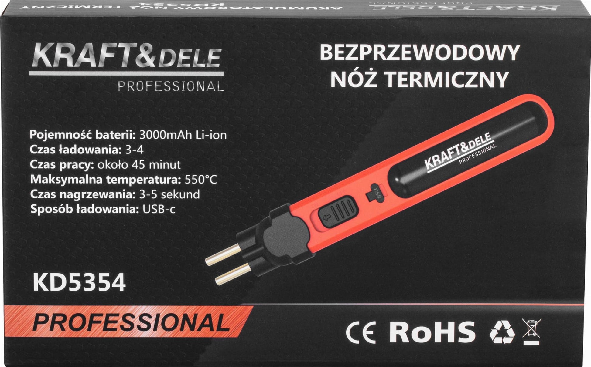 Akumulatorski termički nož za stiropor 3000 mAh KD5354