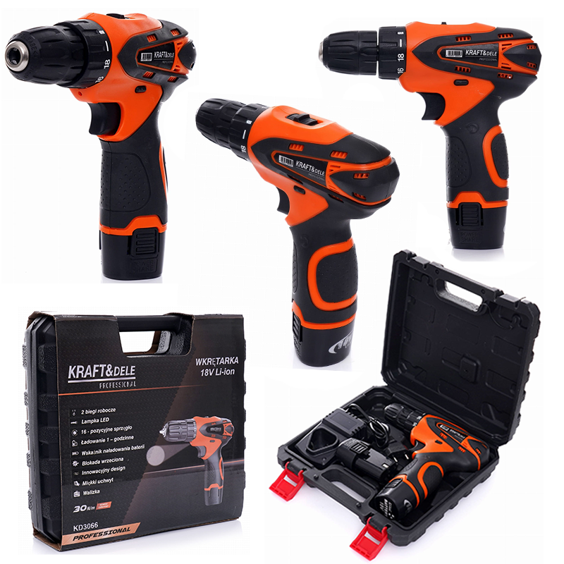 Akumulatorska bušilica-odvijač 18 V Li-Ion x 2 baterije