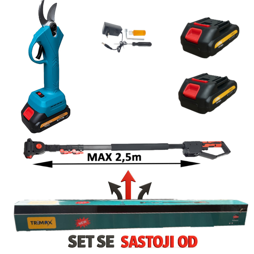 Trimax aku škare za rezidbu,obrezivanje 24v +Teleskop TR-035