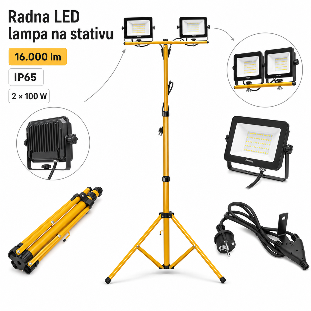 Radna LED lampa na stativu 16.000 lm KD3692