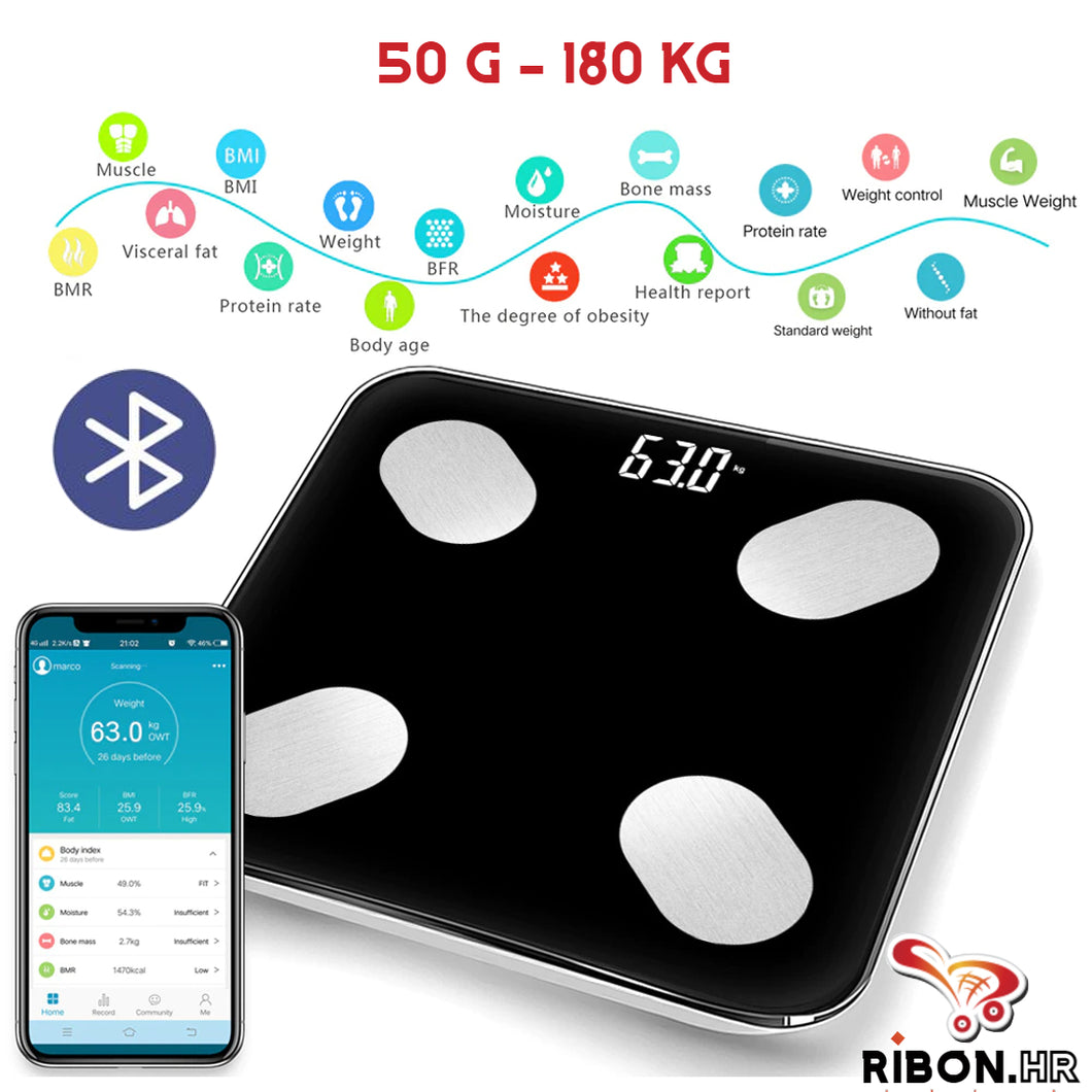 Pametna Digitalna  vaga 180kg,Bluetooth