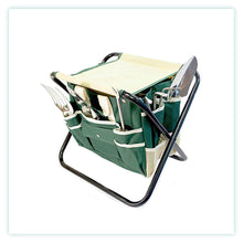Load image into Gallery viewer, Sklopiva stolica s torbom i setom vrtnog alata
